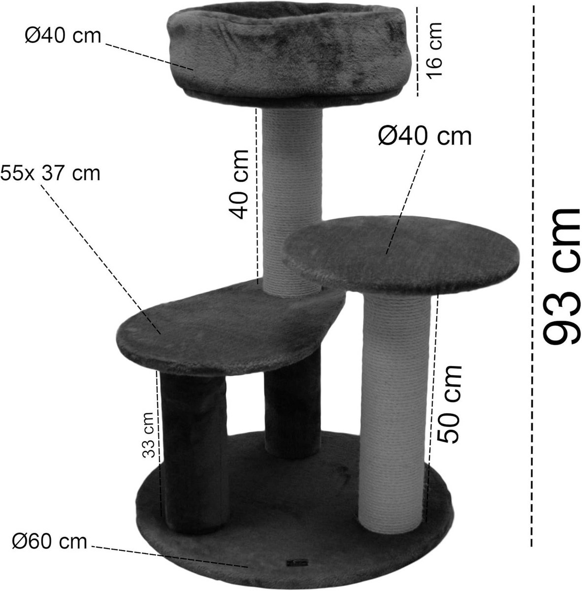 Extra Grote XXL Krabpaal voor Comfort en Krabplezier, 93 cm Hoog