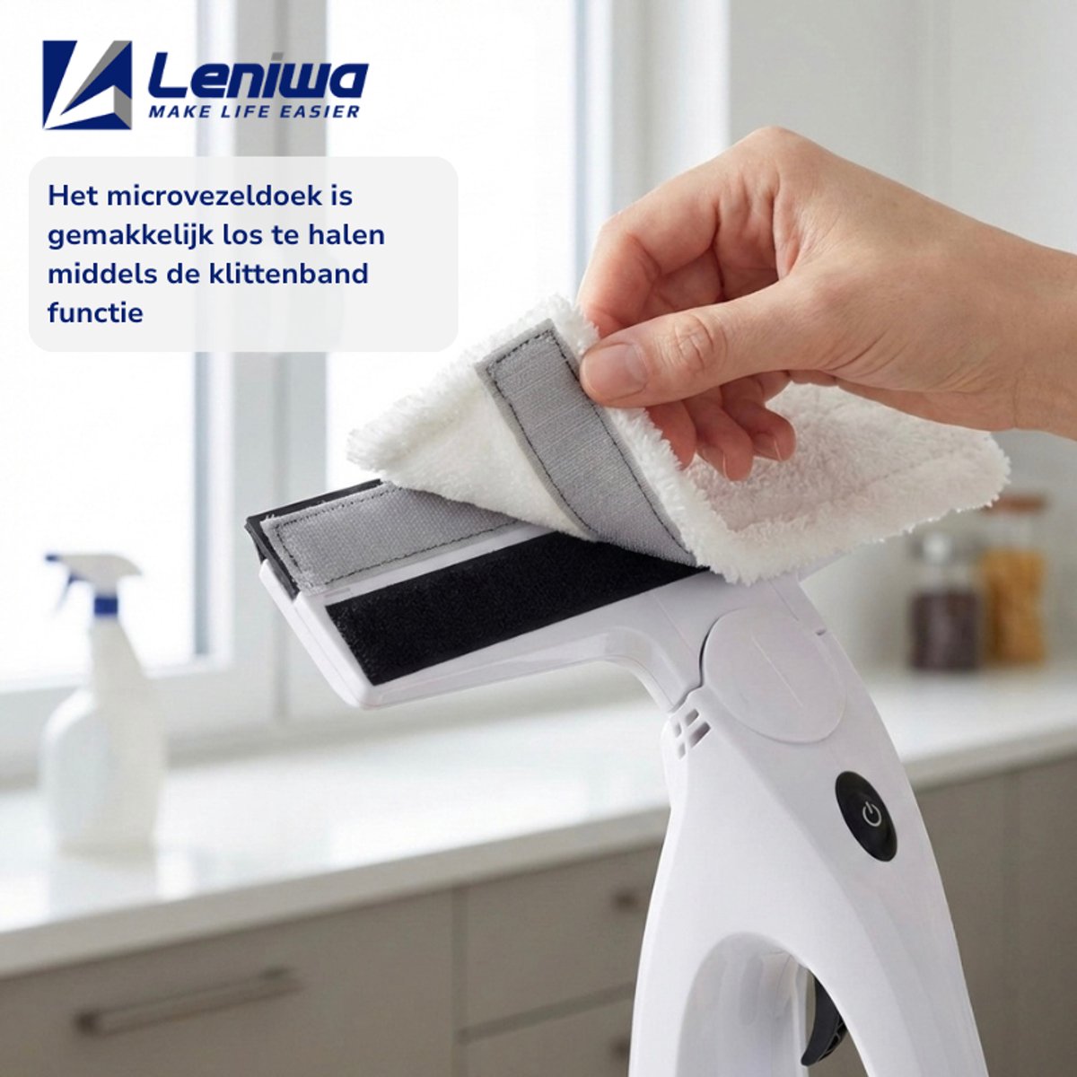 Leniwa Window Vac – Elektrische Raamwisser, Raamzuiger & Ruitenreiniger – Streeploos – Oplaadbaar – Met Sprayfunctie – 26 cm thumbnail 4