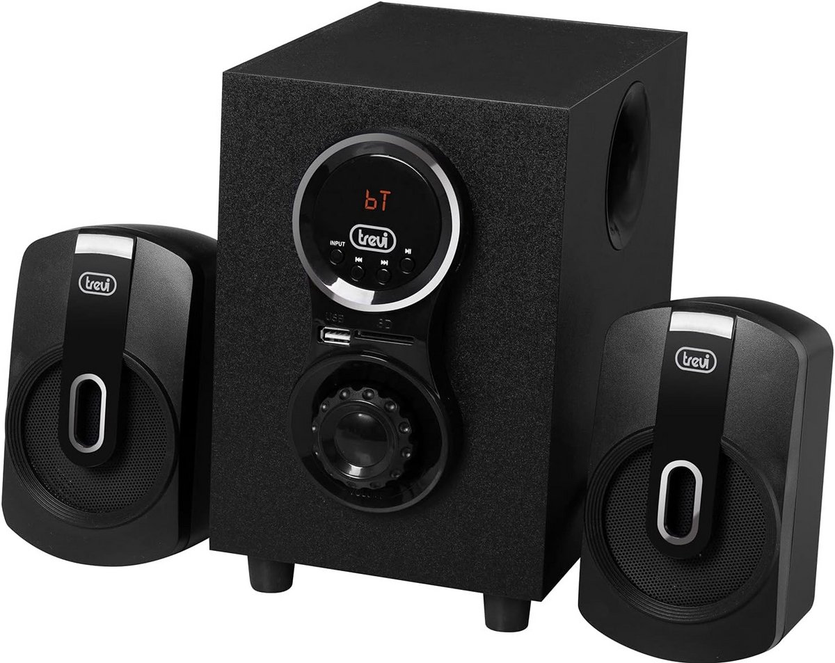 2.1 PC Stereo Set met Subwoofer en Bluetooth - Houtlook Speakers met USB en SD Kaartlezer