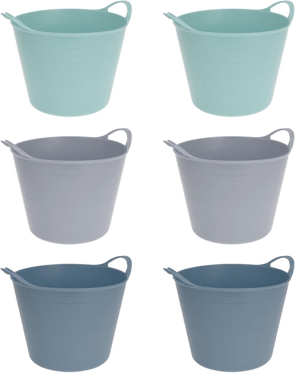 Set van 6 Flexibele Kunststof Opbergmanden 7L met Handgrepen