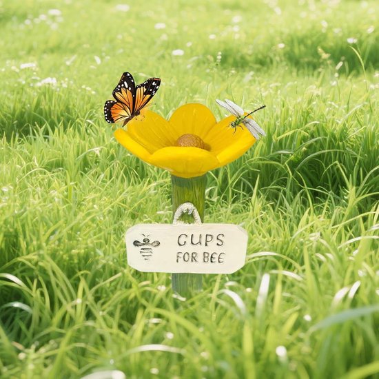 Bijendrinkstation 2 Bloemvormige Drinkbakjes voor Bijen Kleurrijk Hexapod Drinkbakje voor in de Tuin Gazon en Terras van Merkloos	 — afbeelding 3
