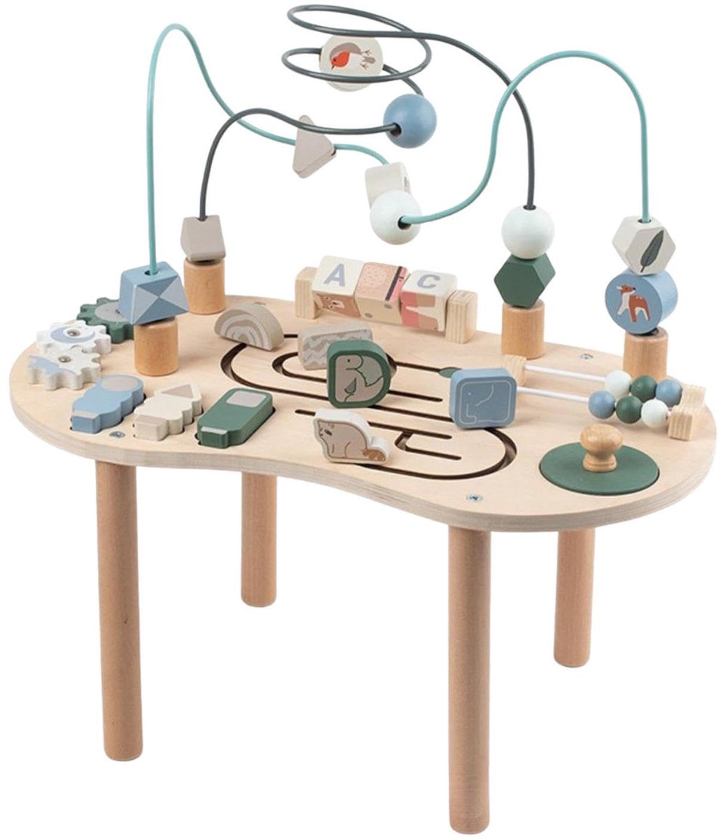 Activiteitentafel met parcours - Houten sensorische speeltafel met doolhof voor kinderen, baby's en peuters