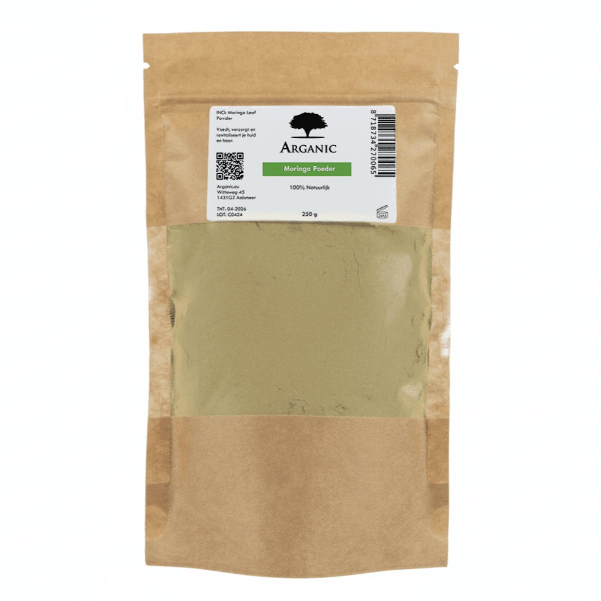 Moringa Poeder - 250 gram - 100% Natuurlijk - Voor Voeding, Huid & Haar