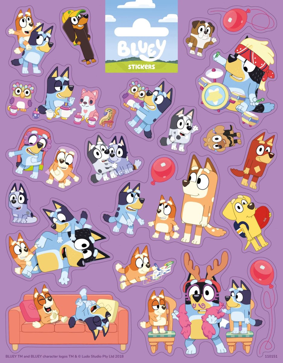Totum stickervel Bluey - groot stickervel voor kinderen.