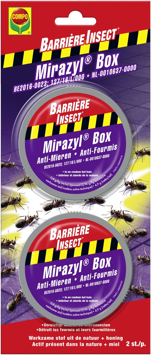 Barrière Insect Mirazyl Box - handige mierenlokdoosjes - werkzame stof uit de natuur - voor gebruik in en rond het huis - 2 stuks