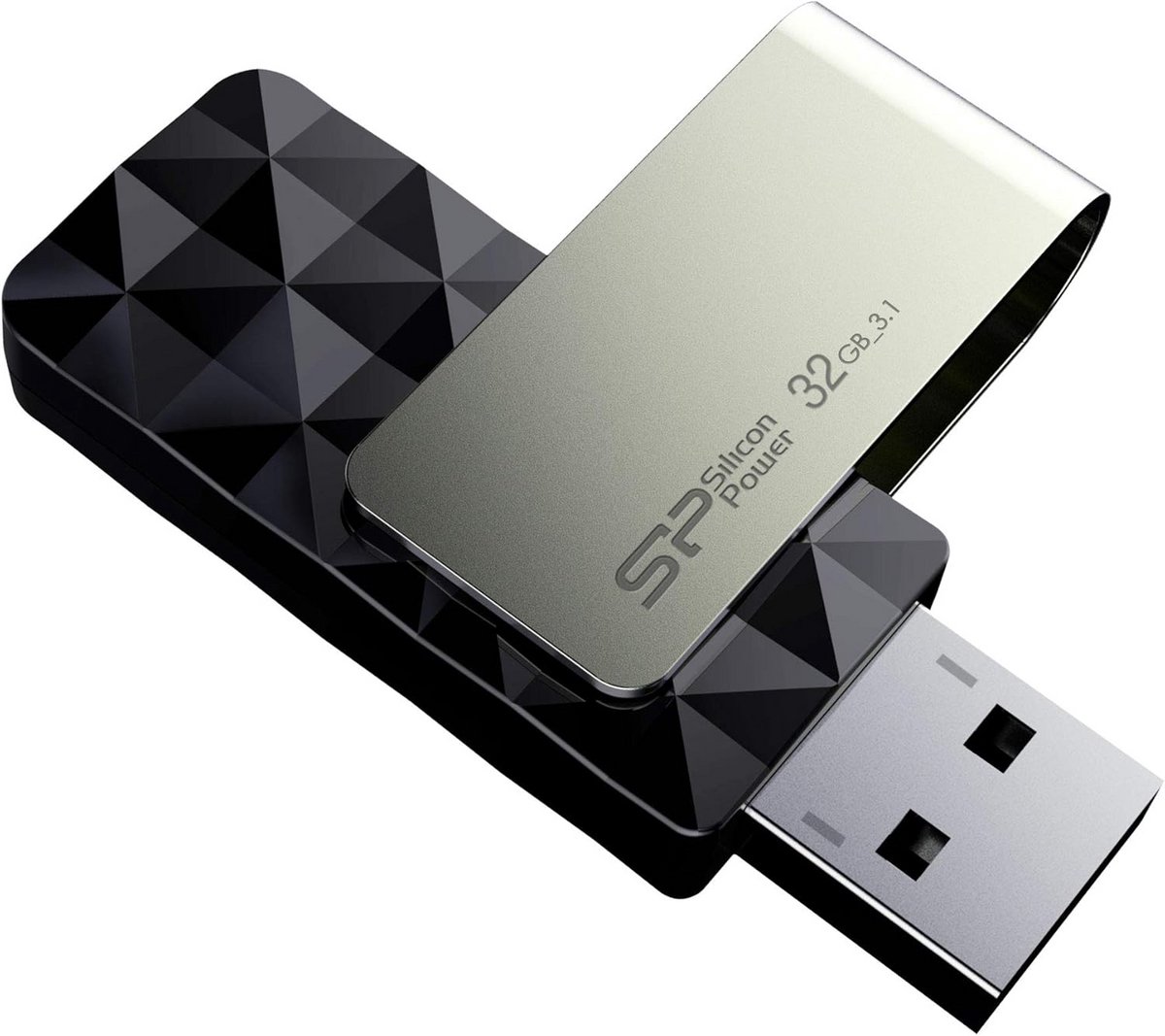 USB 3.0 Flash Drive 32GB Zwart voor PC, Mac en Android met Draaibare Behuizing