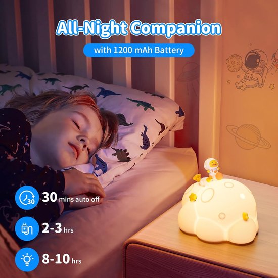 Schattig Pluizig Nachtlampje voor Kinderen, Oplaadbaar Touch LED Peuterlamp van Merkloos — afbeelding 3