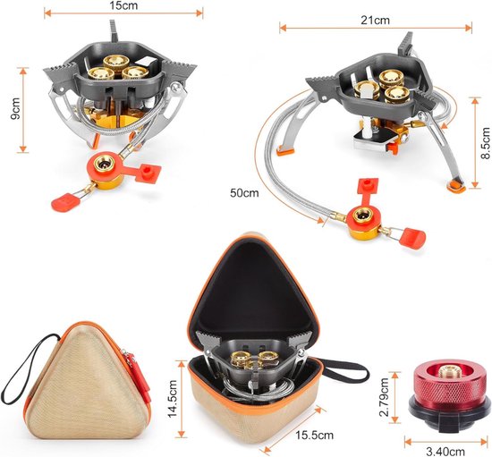 CLVP® Wokbrander - Kookbrander - Wok Brander - Met Slang en Regelaar - Propaan/Gas - Voor Buiten - Camping Kooktoestel Wind Proof –Grijs van Merkloos — afbeelding 4