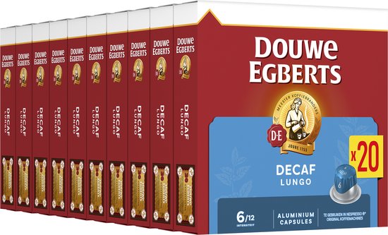 Douwe Egberts Lungo Decaf Koffiecups - Intensiteit 6/12 - 10 x 20 capsules