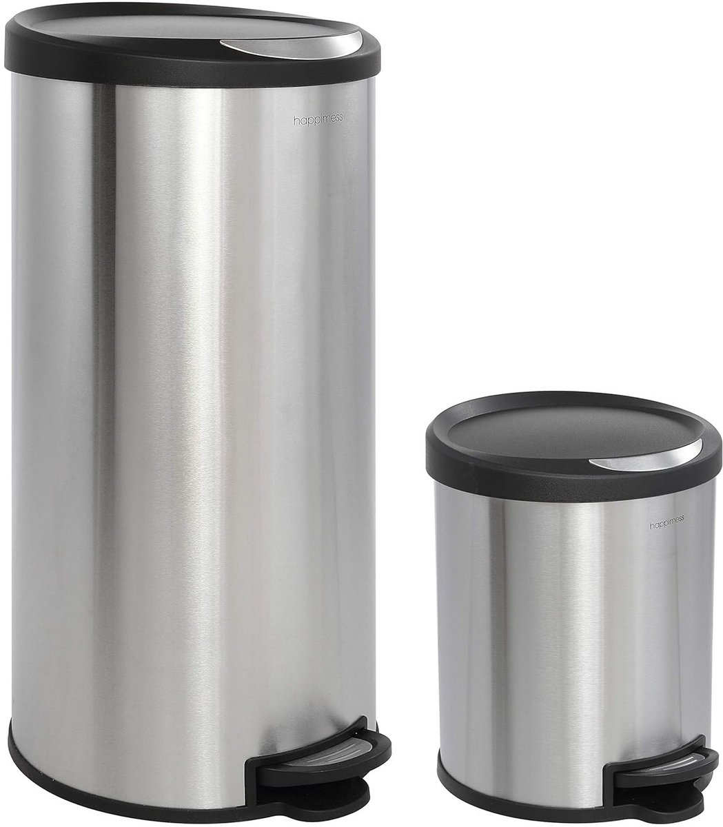 30 Liter Ronde Pedaalemmer RVS met Sensor en Gratis Mini Prullenbak