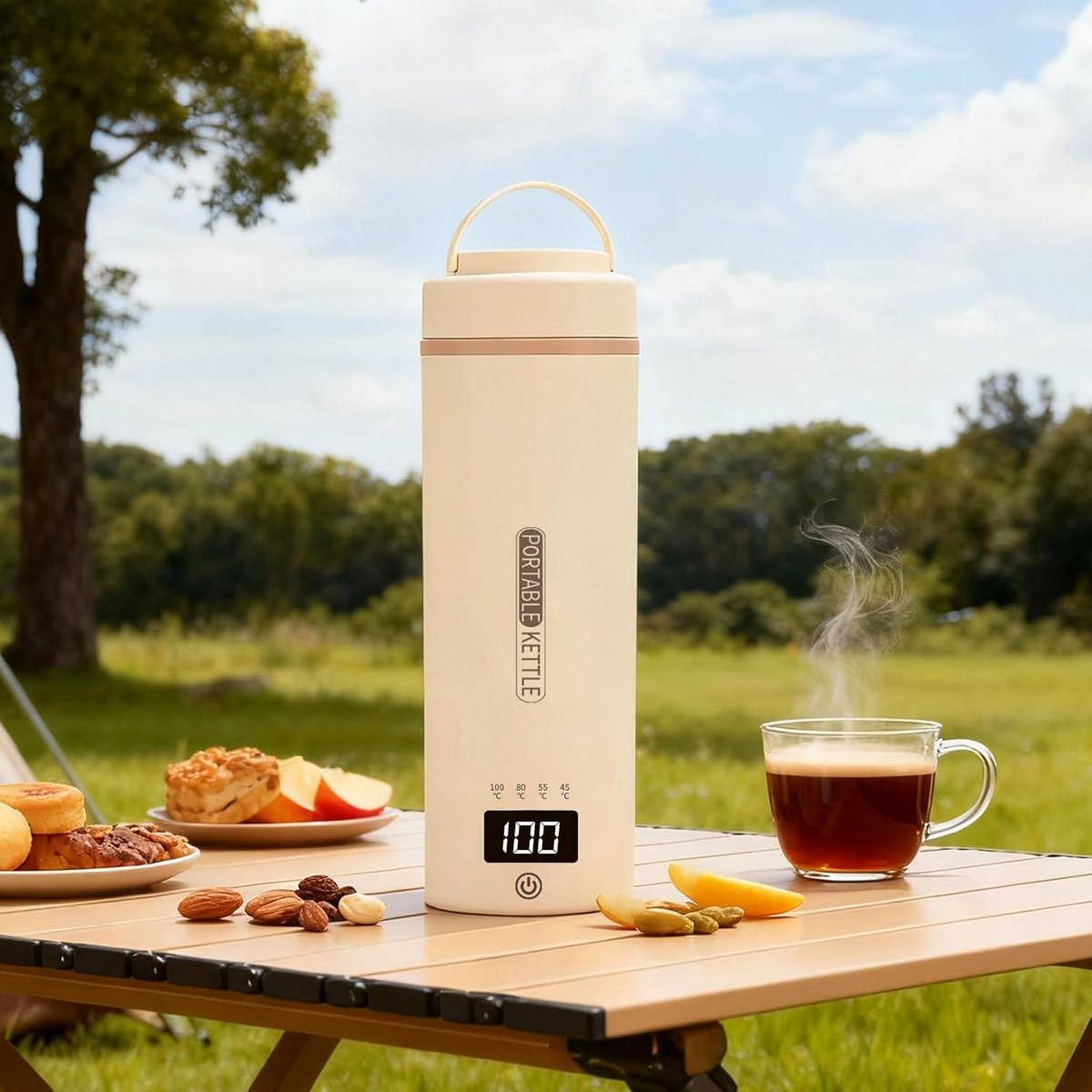 Mini Reis Waterkoker 450ml - Draagbaar met 4 Temperatuurinstellingen - RVS
