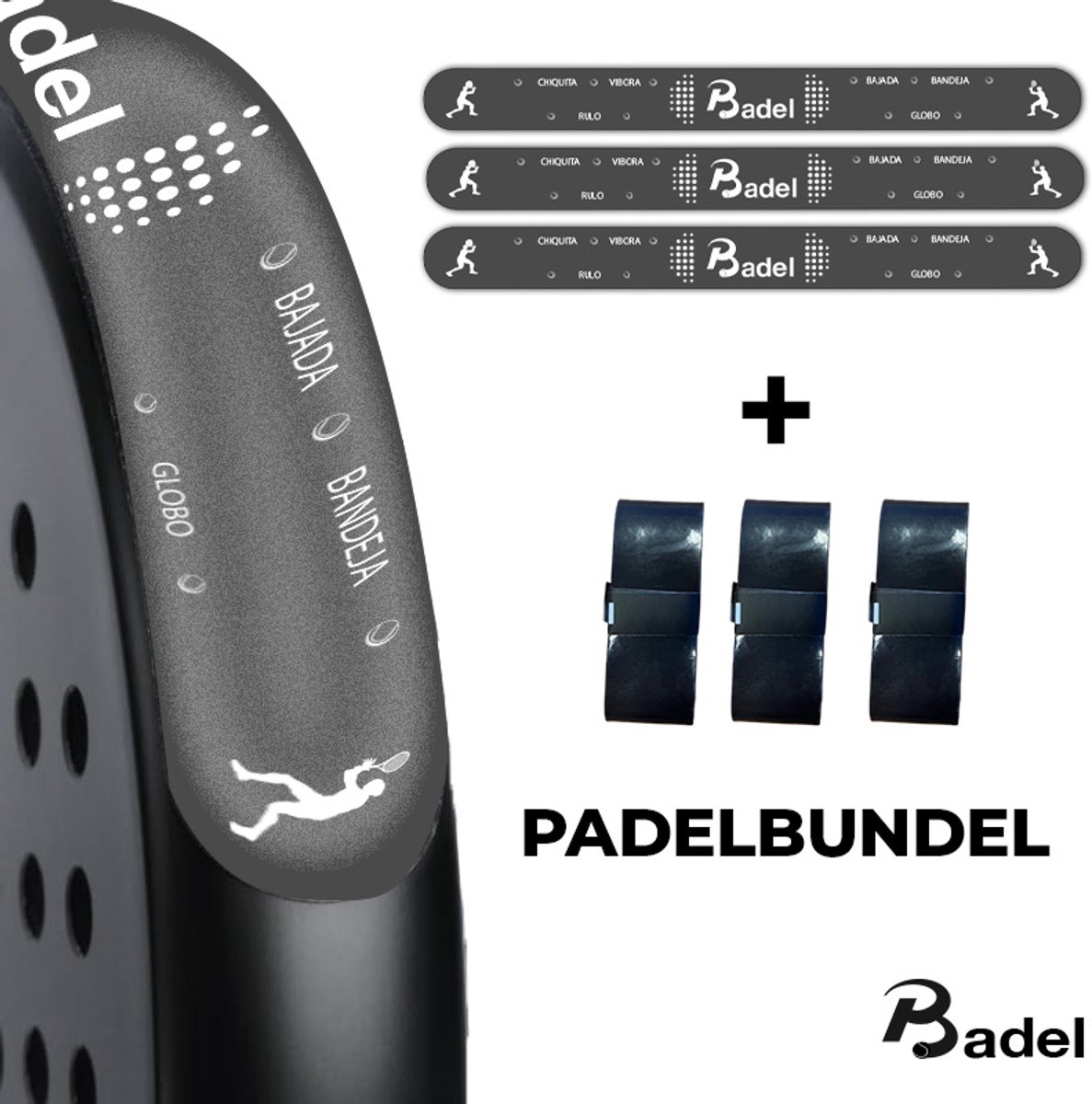 Badel® Padel Protector Bundel – 3 Stuks – Lichtgewicht Frame Bescherming – Geen Invloed op Balans