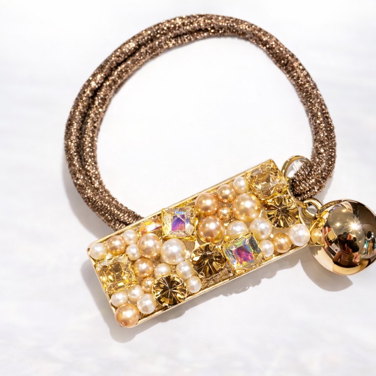 Haarelastiekjes - Haarklem - Haarspeld - Haar accessoires - Haar elastiek - Haarclip - Haarklemmen - Dames - Meisjes - Goud - Strass - 3 cm - Luxe - Cadeau Tip