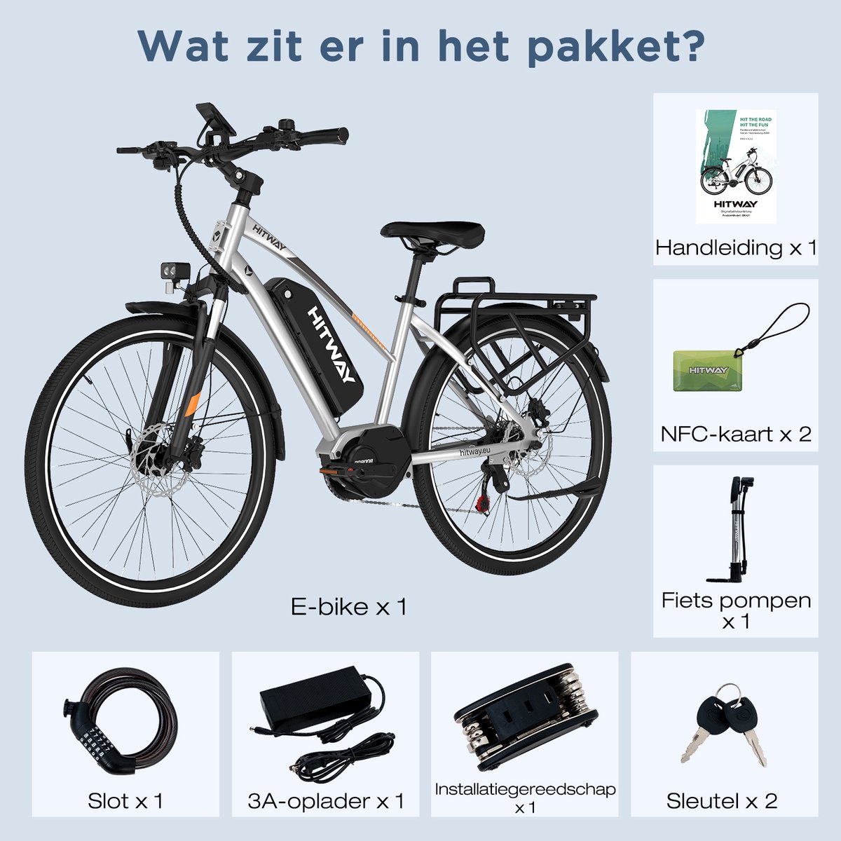 Hitway Elektrische Fiets BK U1 - E-Bike met 250W Middenmotor - 27.5*2.2 Inch City Commuter EBike met Afneembare 36V 13Ah Lithium Batterij - 7 Versnellingen - IP54 Waterdicht – foto 5