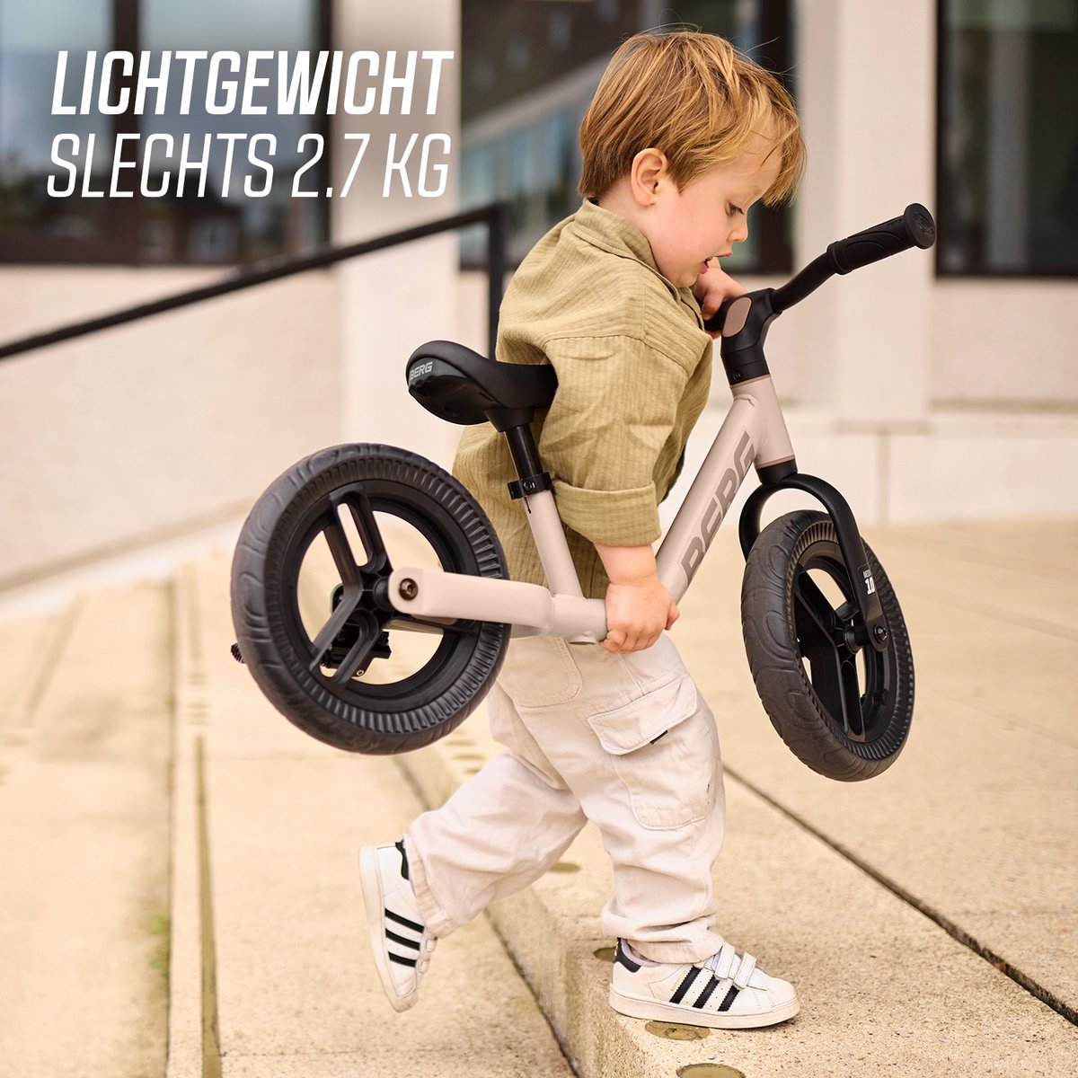 BERG MOOV10 Loopfiets - 2+ jaar - 10 inch - Lichtgewicht - Anti-lek EVA Banden - Verstelbaar Stuur en Zadel - Sand Beige — afbeelding 5