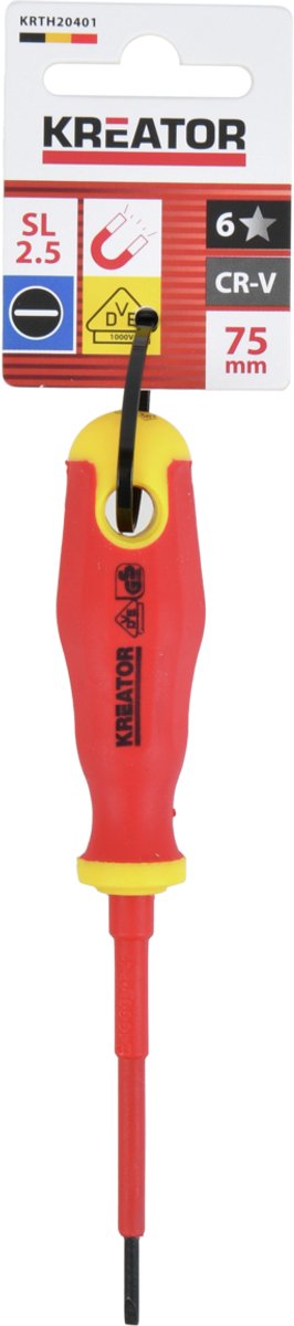 Kreator Geïsoleerde sleufschroevendraaier KRTH20401 - Sleufschroevendraaier 75mm, SL2.5 vde