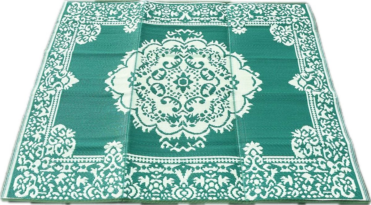plastic vloerkleed-buitenkleed 180x180cm groen rosette