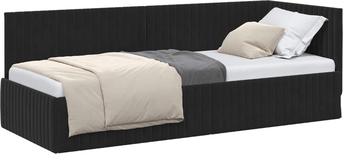 vidaXL Hoekbedframe met hoofdeinde Crème 80 x 200 cm Fluweel oine kopen