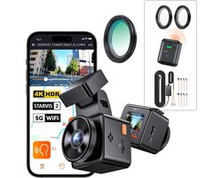 VANTRUE Element 1 Pro 4K Mini Dash Cam Voorkant, STARVIS 2 Plate Pix™ HDR Nachtzicht Autocamera, 5G WiFi GPS, 1,54'' scherm, LTE,Spraakbesturing, 24H Gebufferde Parkeermodus【Gratis bij aankoop: 40mm CPL-filter*2 +VP05 Hardwire Kit +Afstandsbediening】