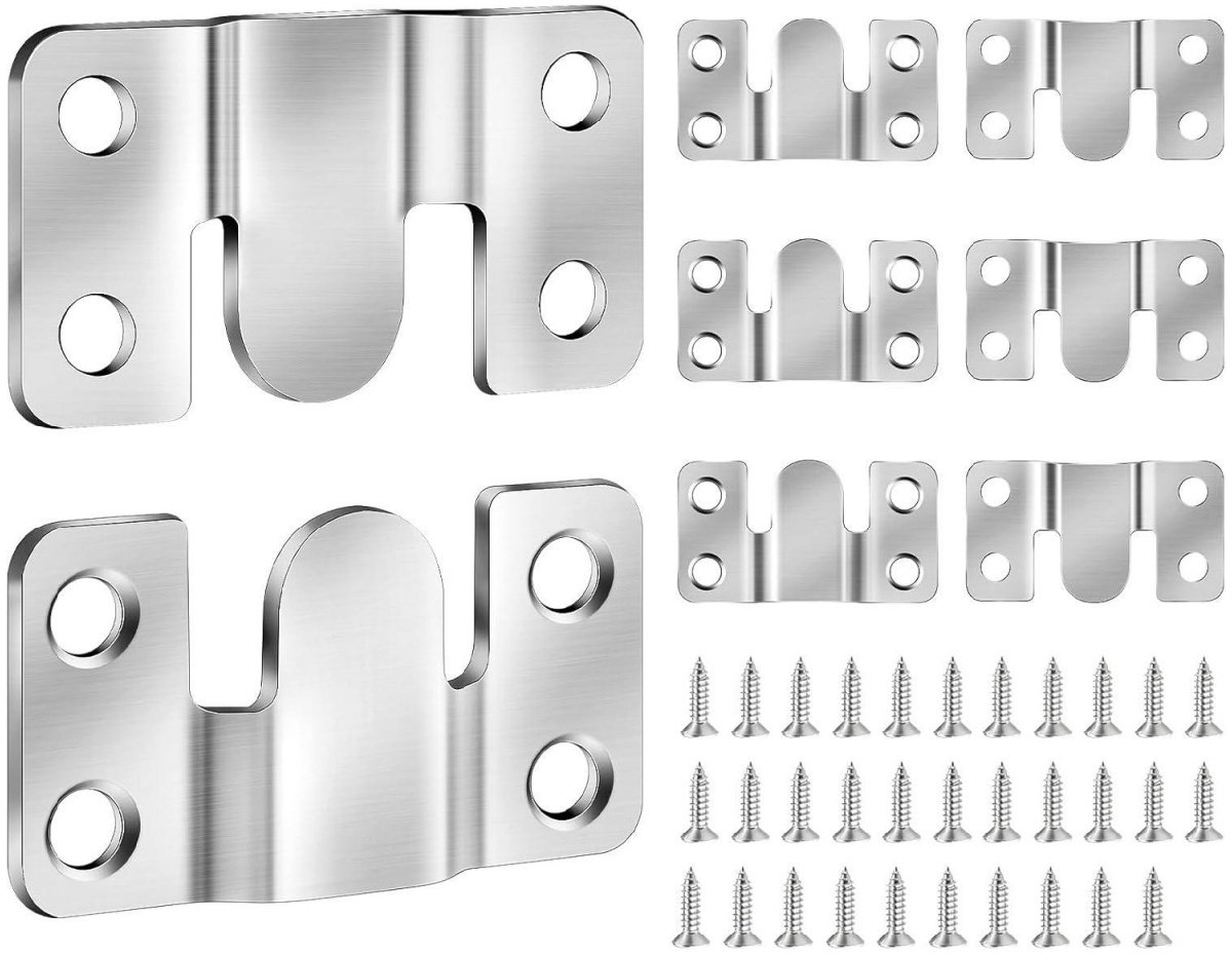 GELLDG Stevige fotolijsthaken van roestvrij staal - 8 stuks - in elkaar grijpend - geschikt voor foto's, spiegels, wandmontage en meubelbevestiging - 53 mm x 30 mm