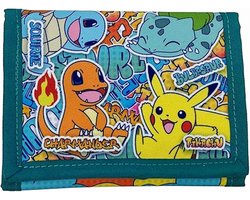"Pokémon Portemonnee - Pikachu, Charmander, Squirtle, Bulbasaur - Klittenband - Kinderportemonnee"