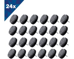 24x Premium Stoelpoot Viltjes met Spijker – Rond – Zwart/Grijs – Antikras Meubelbeschermers voor Stoelen, Banken & Tafels