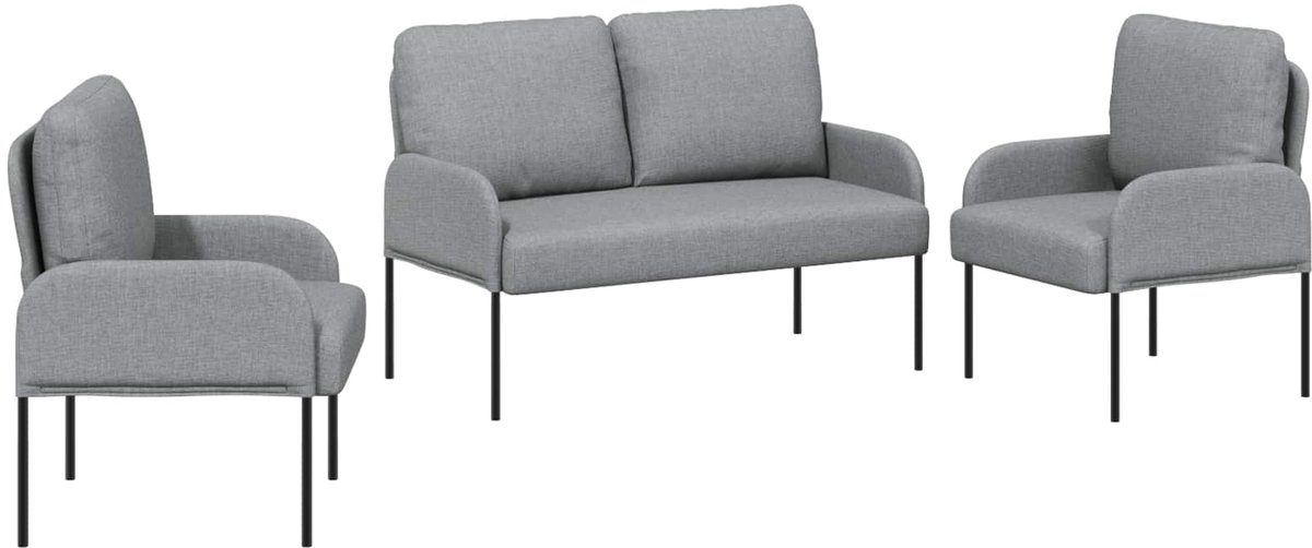 vidaXL - Sofa-Sets - 3 - st - Lichtgrijs - Multiplex