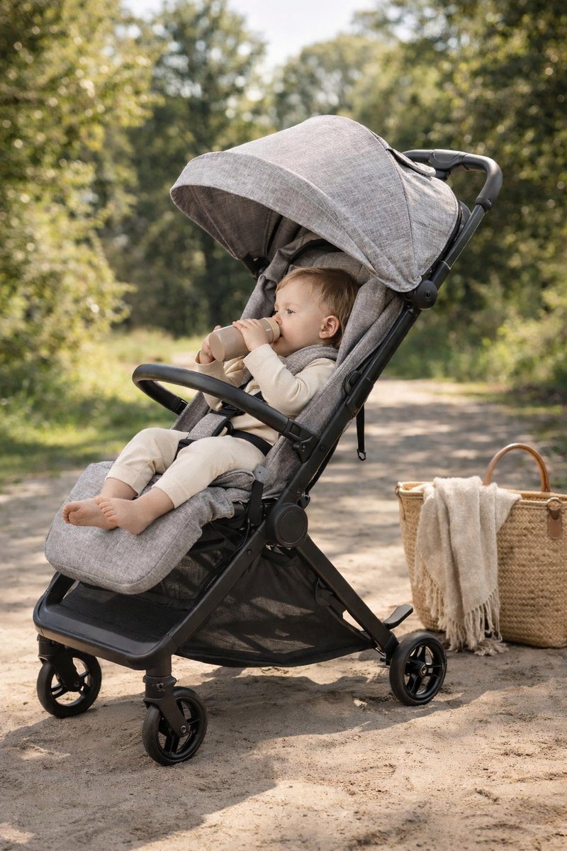 Bol.com NilaFee™ MaxComfort - Buggy - Tot 22kg - Plooibuggy - Kinderwagen - Inklapbaar - Vlek en waterafstotend - Grijs aanbieding