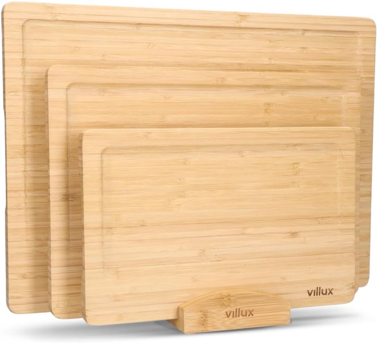 Set van 3 Houten Snijplanken Bamboe - Verschillende Maten & Houder