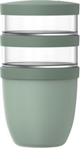 Mepal Pot à lunch 3 pièces Ellipse - 500 + 200 + 200 ml - Avec 2 compartiments - Gobelet à yaourt et gobelet à muesli à emporter - Convient pour le congélateur, le micro-ondes et le lave-vaisselle - Nordic sage