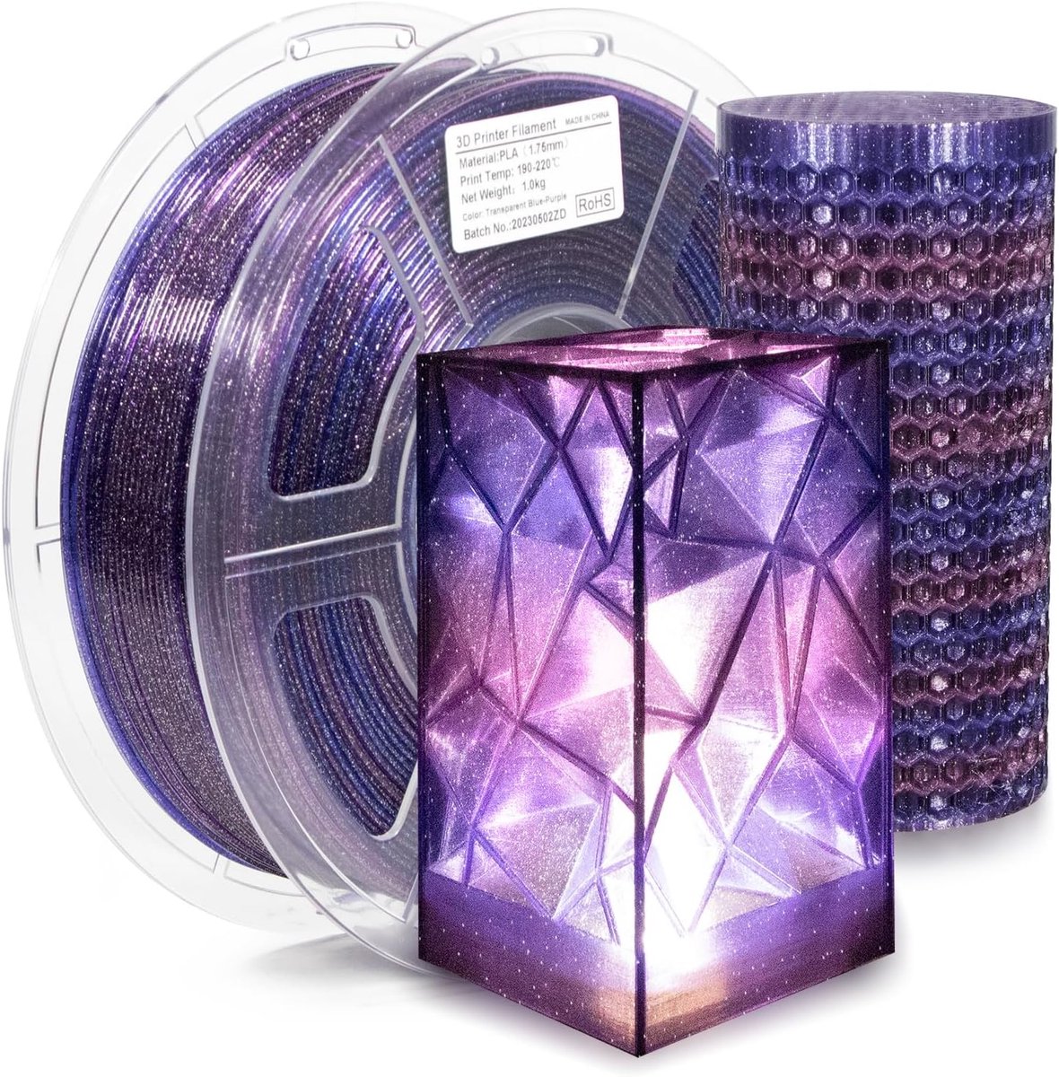 Glitter Transparant PLA Filament 1.75mm - 1kg Spoel - 3D Printer Materiaal Hoge Precisie