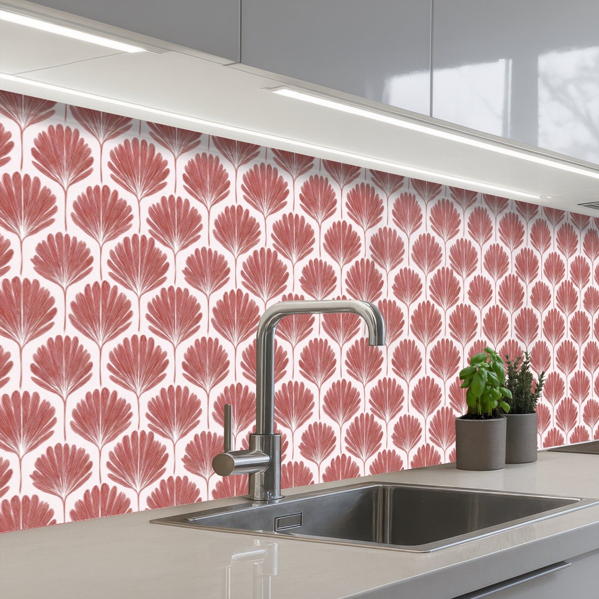 Keuken achterwand 300x60 cm - Spatscherm zelfklevend Waaier - Motief - Terra - Muurbeschermer - Spatwand fornuis
