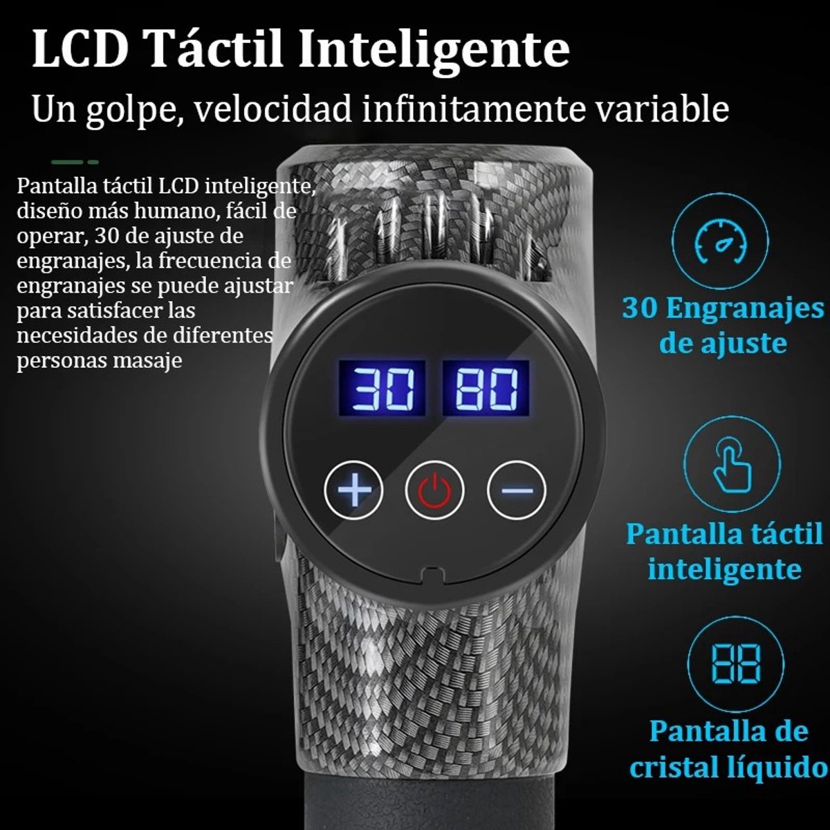 LUMÈ STORE Diepe Spiermassage Pistool - Elektrische Percussie Massager - Nek, Rug, Benen - Fitness Massage Tool - Zwart – foto 2