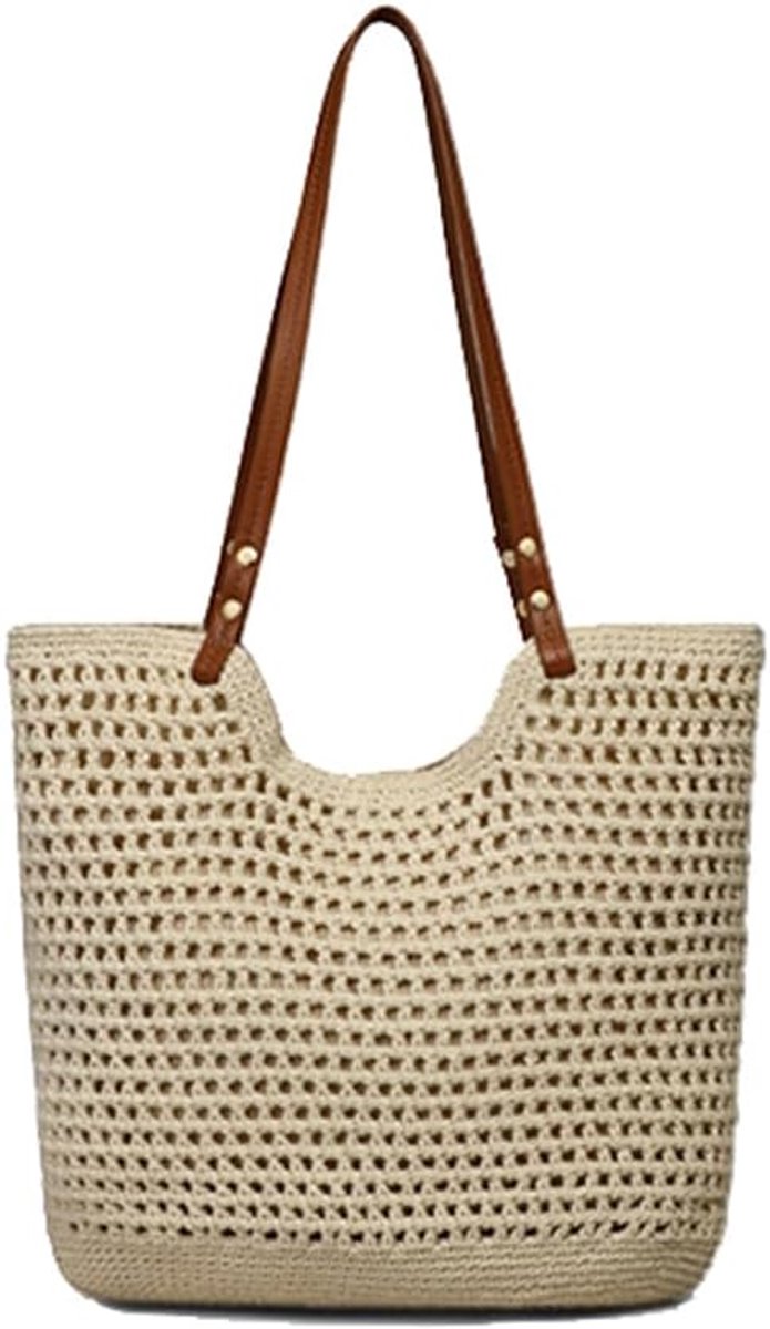 Grote gehaakte schoudertas voor dames zwart strandtas zomer shopper