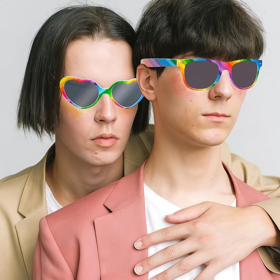 3-Pack Kleurrijke Regenboog Zonnebrillen voor Pride Feest en Carnaval — afbeelding 3