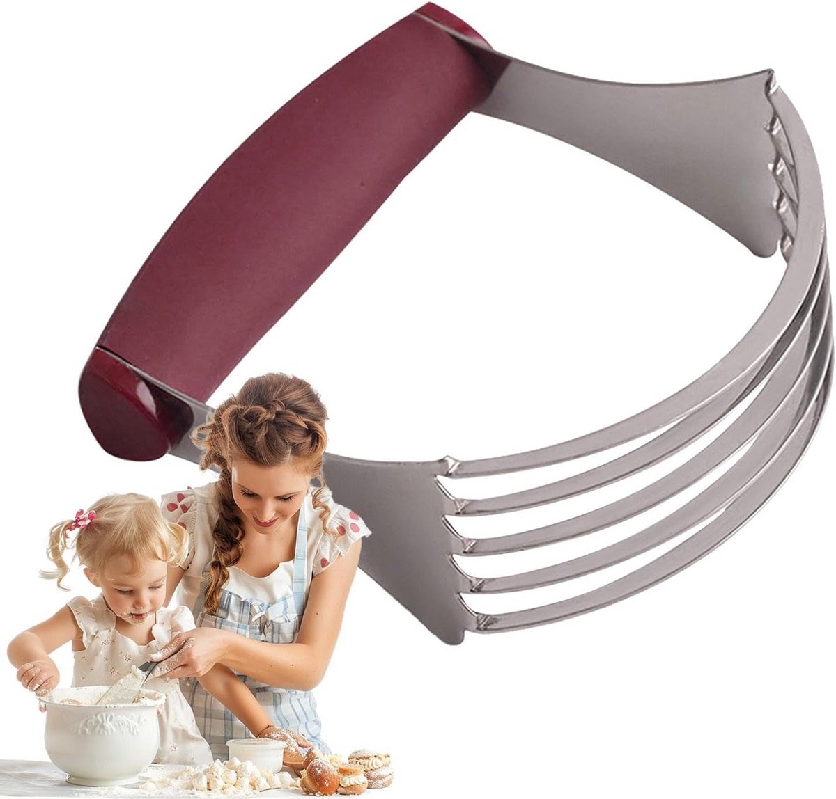 Deegmixer en Snijder Roestvrij Staal met Antislip Handvat