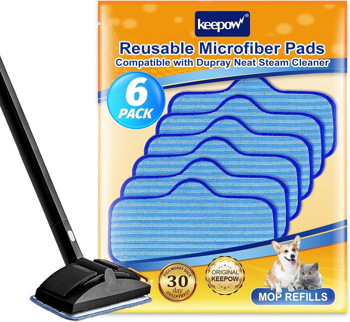 6x Wasbare Microvezel Dweils Pads voor Stoomreiniger - Hoge Absorptie