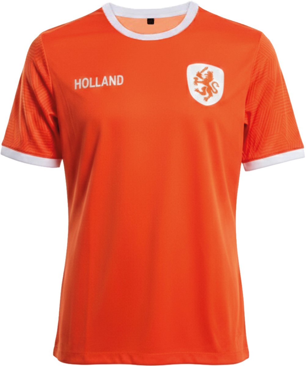 Oranje voetbal T-shirt - Hollandse leeuw - Koningsdag - EK - WK - Voetbal - Sport - Unisex - Maat XL