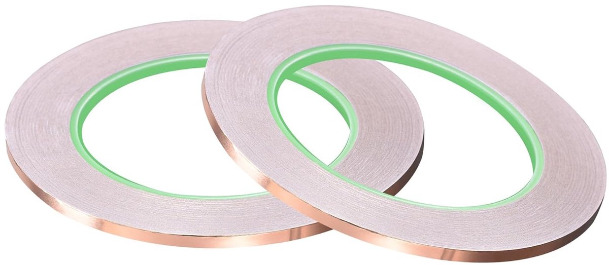 Dubbelzijdig geleidend plakband koperfolietape 3 mm x 30 m - voor gitaar, EMI Shielding Crafts, elektrische reparaties