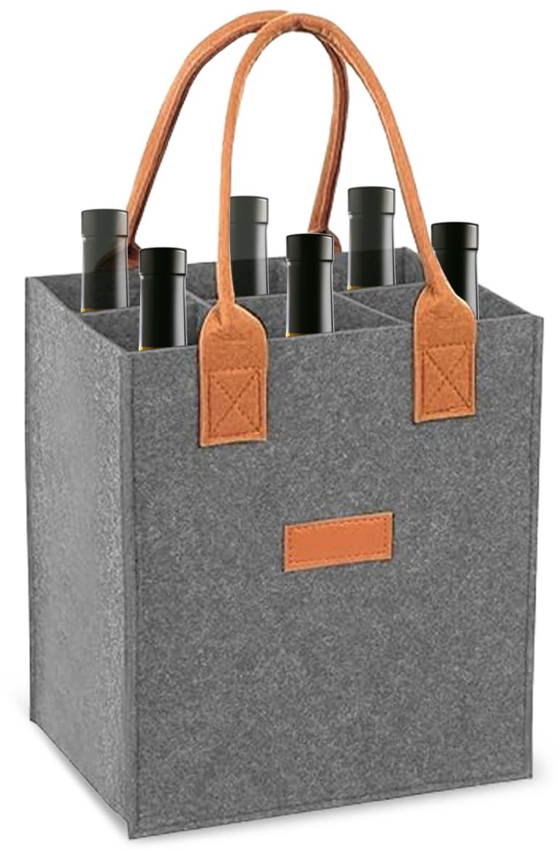 Flessentas voor 6 Flessen - Hoogwaardig Vilt - 23 x 18 x 26 cm
