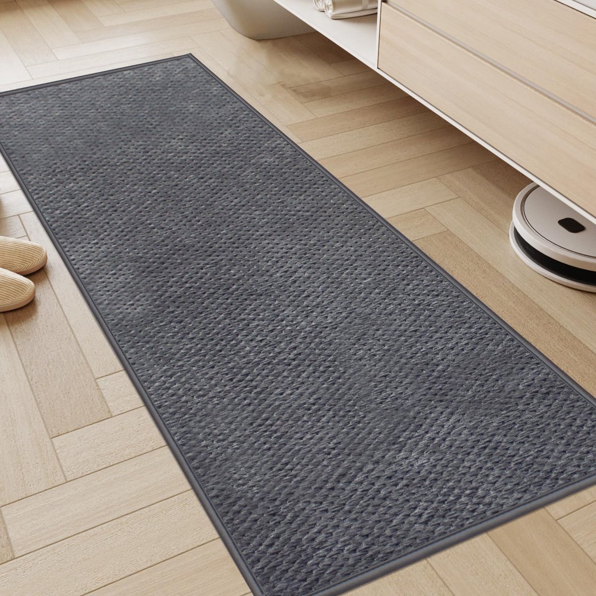 Antislip Keukentapijt Wasbaar Absorberend Grijs 45 x 180 cm