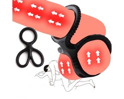 Cockring + Ballen Spreider - Zwart - Siliconen - 2 In 1 - Scrotum