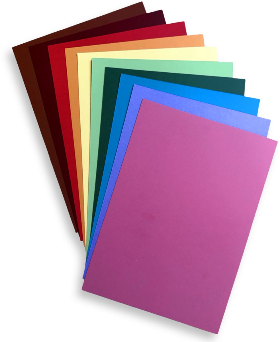 100 Vellen Gekleurd A5 Karton - Knutselpapier - 21x14,8cm - 250 g/sm