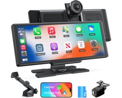 Avylet CarPlay Scherm 9,26 Inch – Geschikt voor Apple CarPlay & Android Auto – Draadloos – 4K Dashcam – 1080P Achteruitrijcamera – Navigatiesysteem Auto – Touchscreen – Incl. 64GB SD
