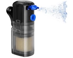 Filter - Beluchtingspomp - 3-in-1 ingebouwd aquariumfilter - Regelbare doorstroomsnelheid - Pomp van 500 l/uur - Geschikt voor aquariums van 40-120 liter - 8 watt - Zwart