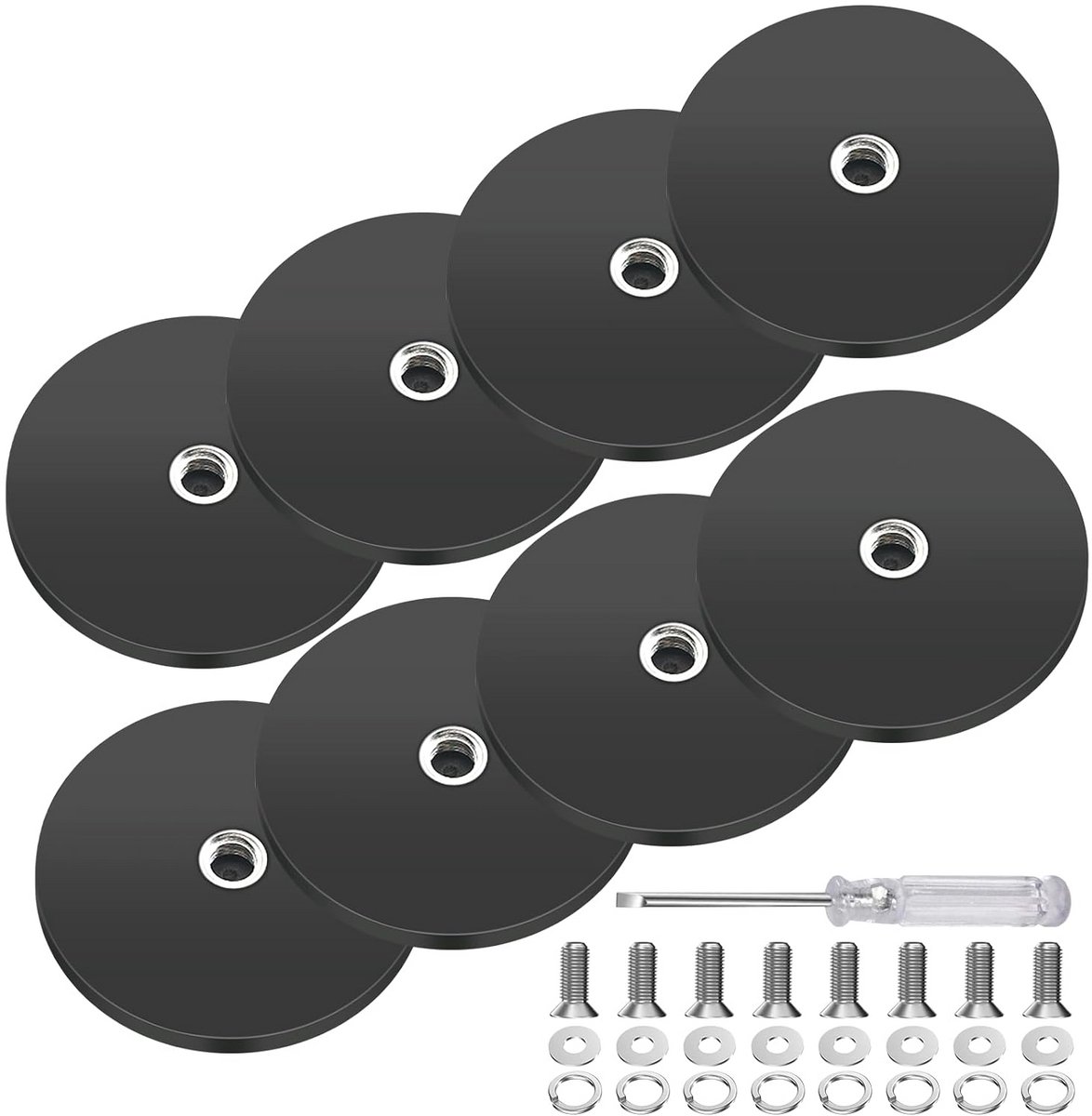 8x Set Rubberen Magneten met Schroefdraad M6 - Sterke Neodymium Potmagneten 43mm
