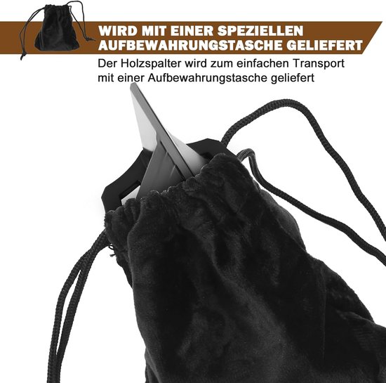 Houtklover, handmatige houtklover, draagbare aanmaakhoutklover, gereedschap voor brandhout, veilige houtklover met wig, houtkloverstandaard, houtsnijder voor open haard, kamperen in de buitenlucht - koolstofstalen (groot 800 g) van Houtklover — afbeelding 5