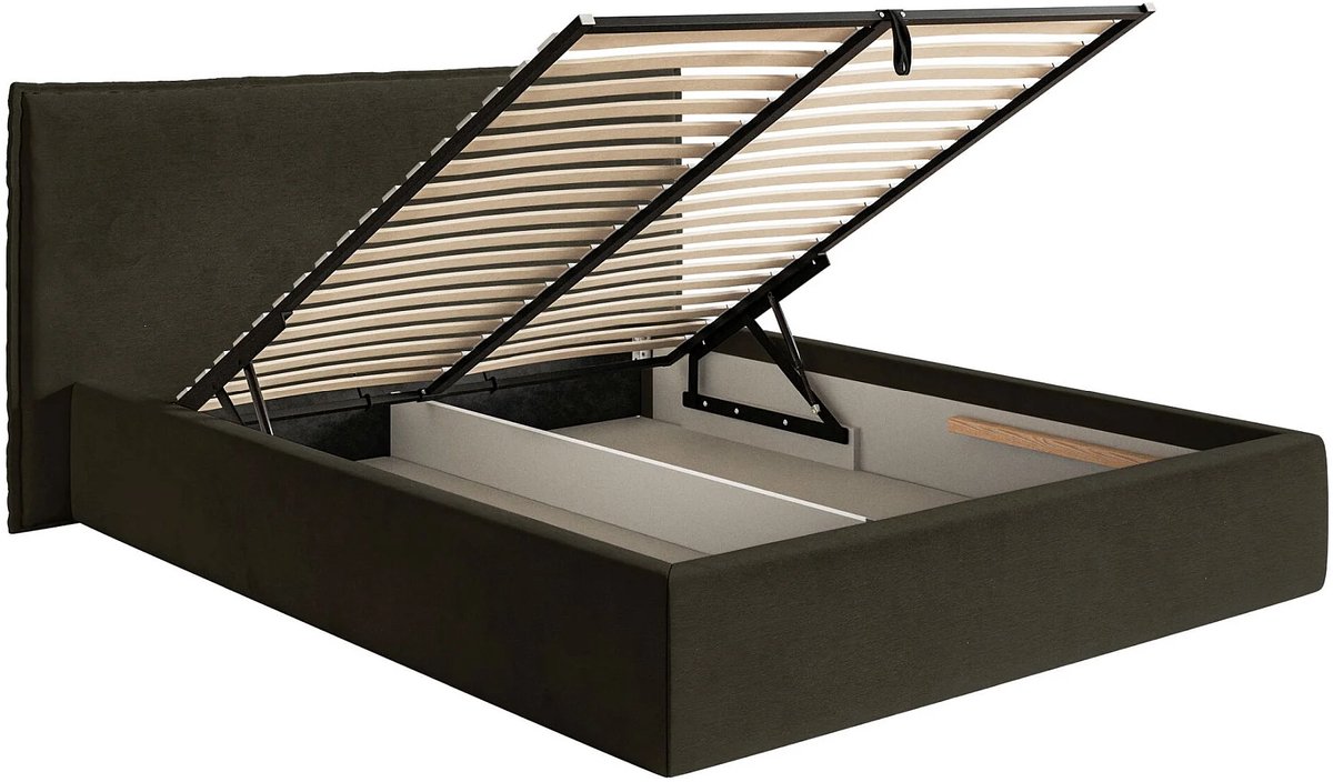 Gestoffeerd Tweepersoonsbed 180x200 cm met Opbergruimte, Gaslift en Hoofdbord – Luxe Velours Bedframe Groen – Modern Design – 193x217x97 cm – Softie Luxe Opbergbed – Abkantoor