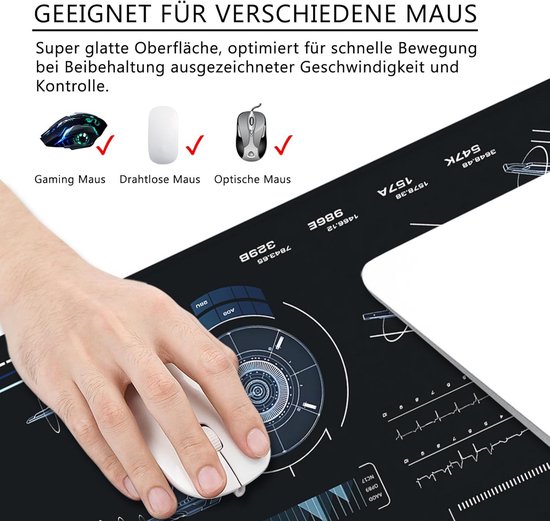 XL Gaming Muismat Zwart 80x30 cm - Grote Bureauonderlegger voor PC en Toetsenbord van Merkloos — afbeelding 5