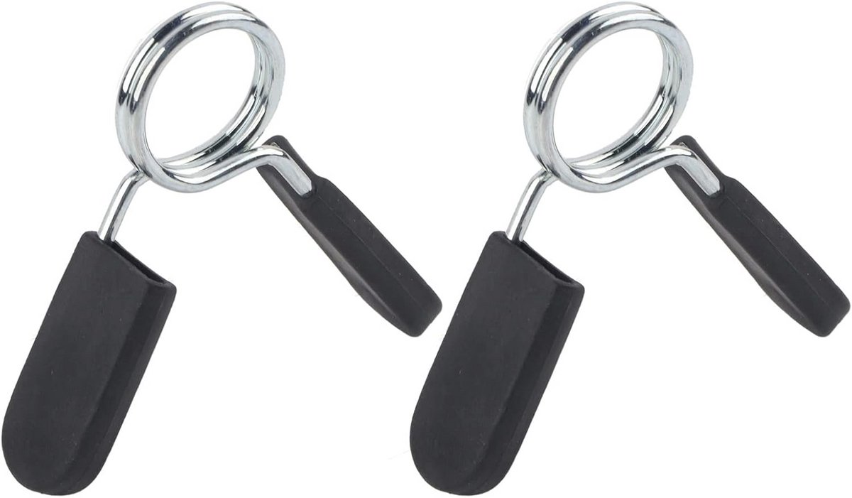 2x Haltergewicht Klemmen 25mm | Veersloten voor Halterstang | Zwarte Spanclip Set